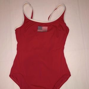 Small/Medium Lands End Baywatch USA Red Onepiece
